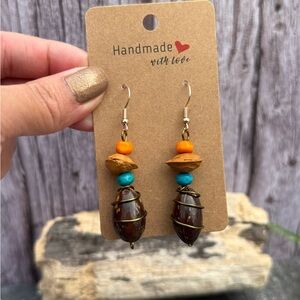 Hand Crafted Natural Dried Plant Fruit Seed Boho Earrings